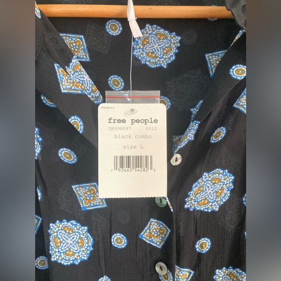 Collarless shirtdress Free People! NWT size L - Picture 3 of 16